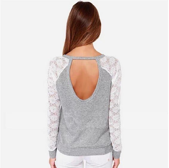 Long Sleeve Lace Crochet T-shirt