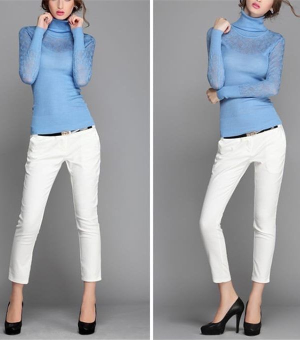 Elegant Candy Color Slim Long Sleeve Pullovers