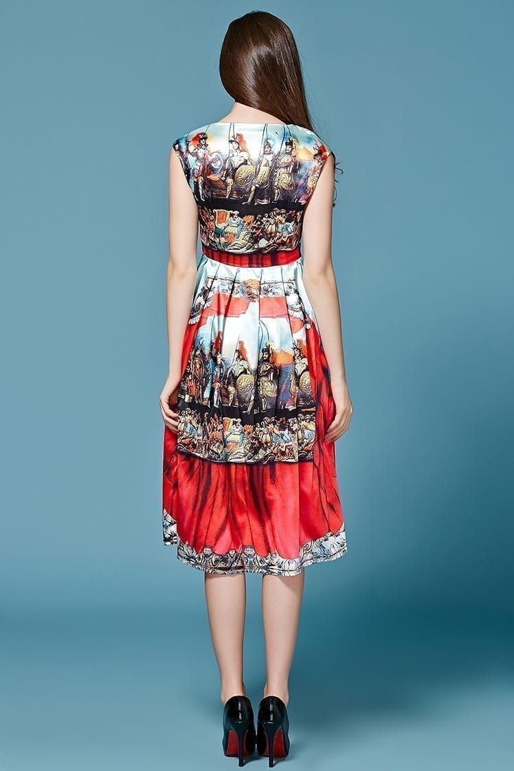 Satin Brocade Noble Printing Dress