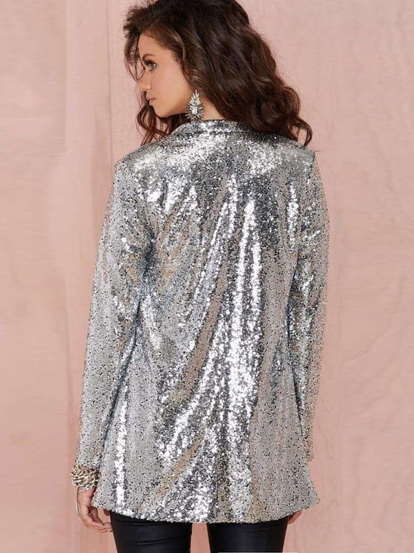 Silver Sequined Cardigan Jacket