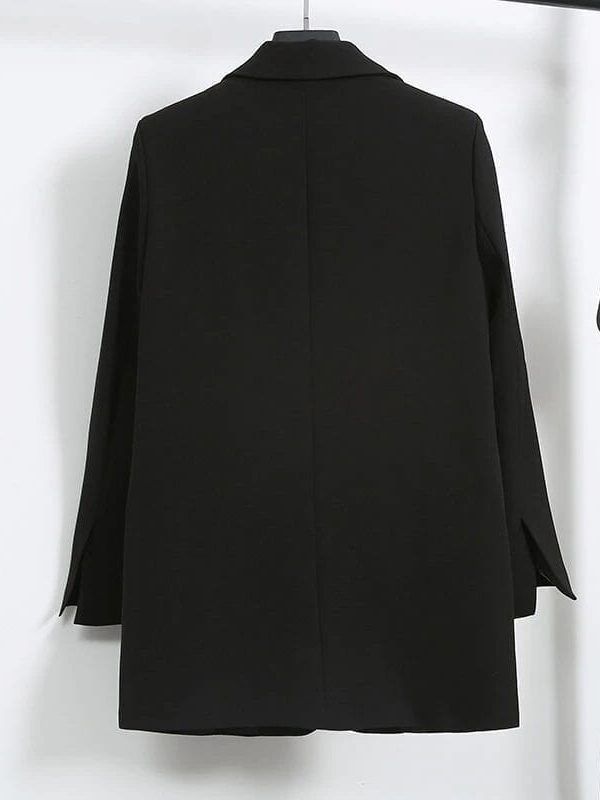 Elegant Black Single Button Women Blazer Jacket