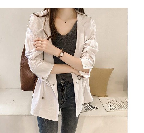 Loose Hooded Long Sleeve Women Trench Coat