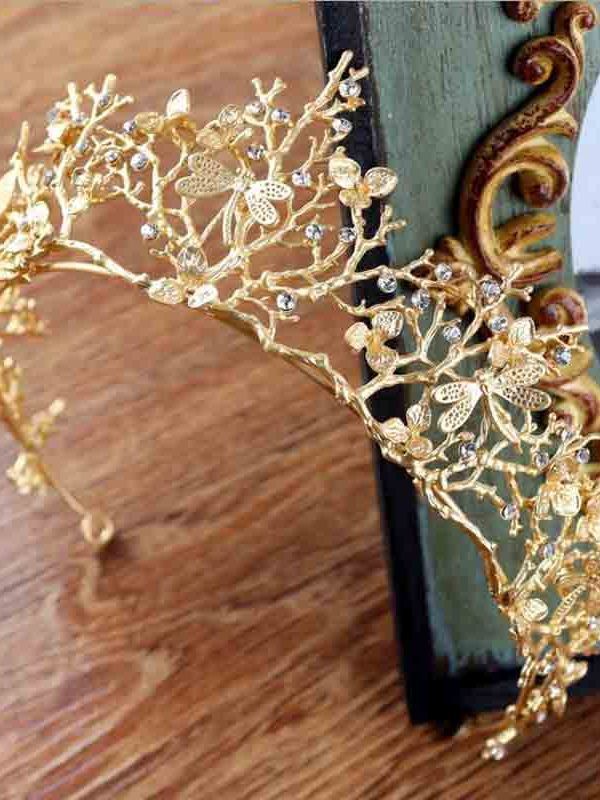 Vintage Baroque Gold Crystal Tiara Crown Headbands Wedding Hair Accessories