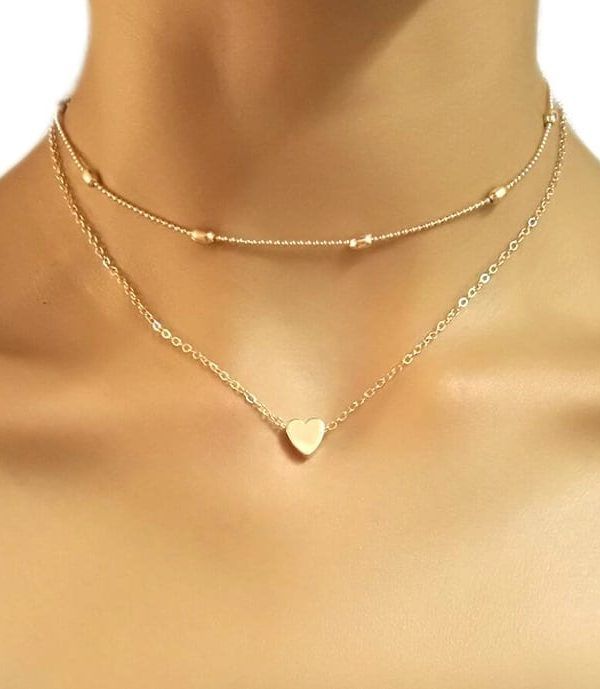 Gold Silver Color Layered Chain Choker Necklace Jewelry