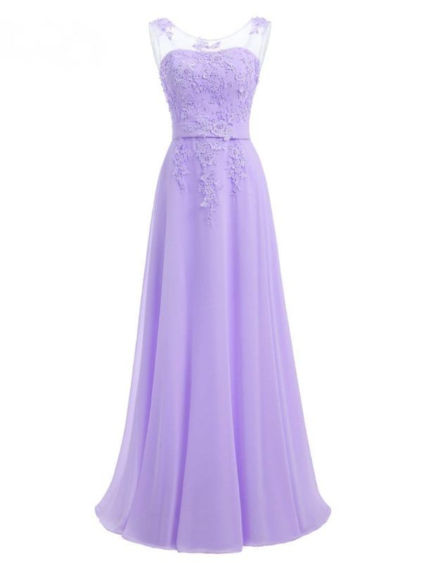 Lavender Chiffon Long Bridesmaids Dress