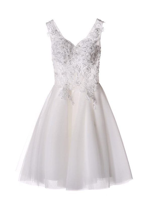 White/ivory Lace A-line Short Wedding Dress