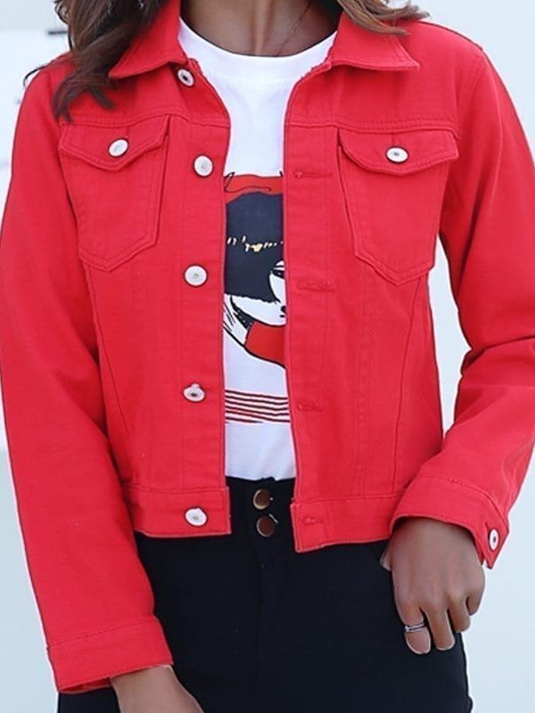 Candy Color Casual Short Denim Jacket in Coats & Jackets