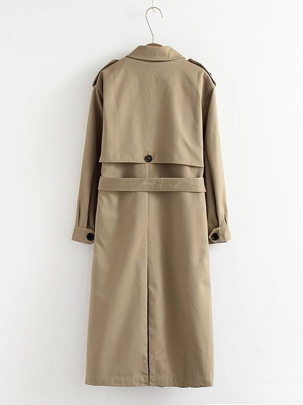 Casual solid color double breasted coat in Coats & Jackets