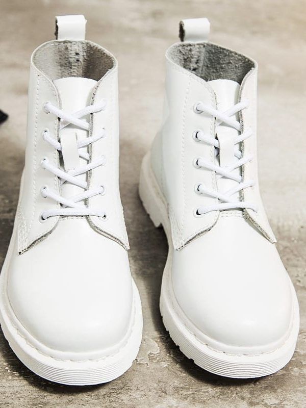 White Ankle Motorcycle Boots Boots in Women's Boots