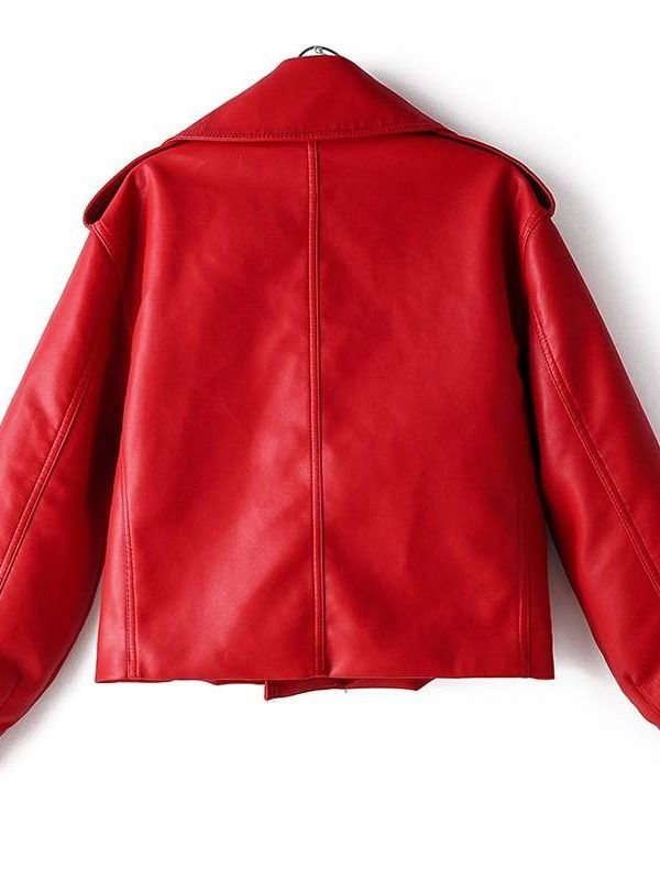 Motorcycle Turndown Collar Loose Leather Jacket in Coats & Jackets