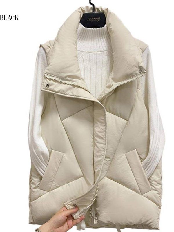 Stand Collar Cotton Padded Sleeveless Jacket Vest in Coats & Jackets