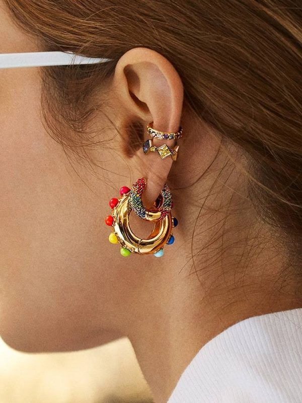 Rainbow Earrings Cubic Zirconia Ear Cuff Set in Earrings