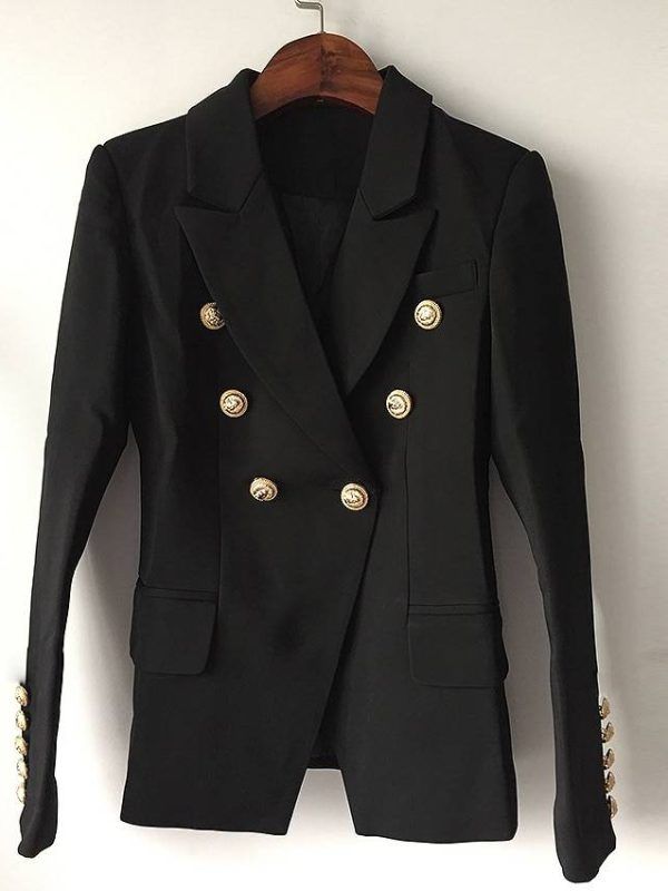Double Breasted Metal Lion Buttons Blazer Jacket in Coats & Jackets