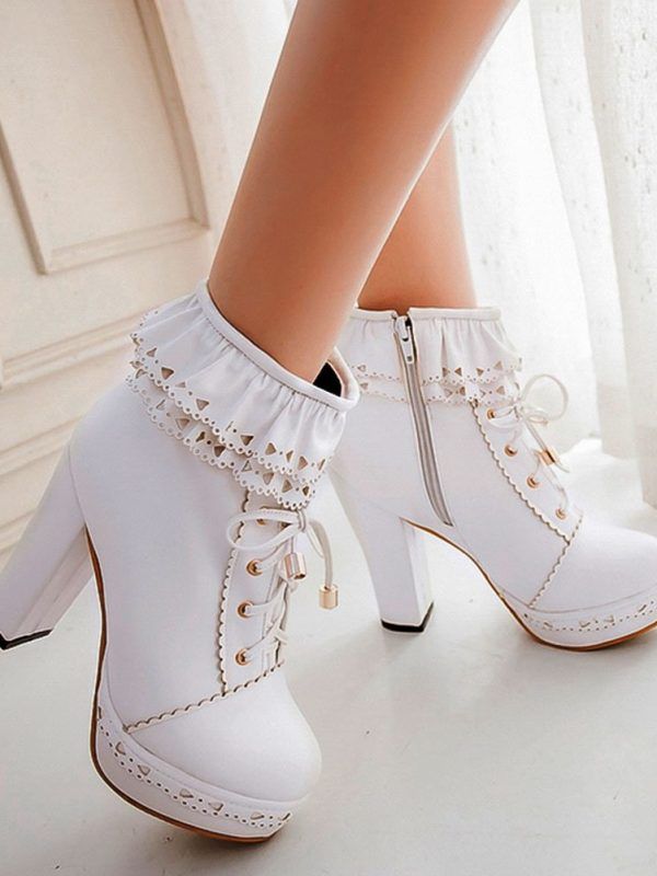 Lace Lolita Platform High Heels Boots in Women's Boots