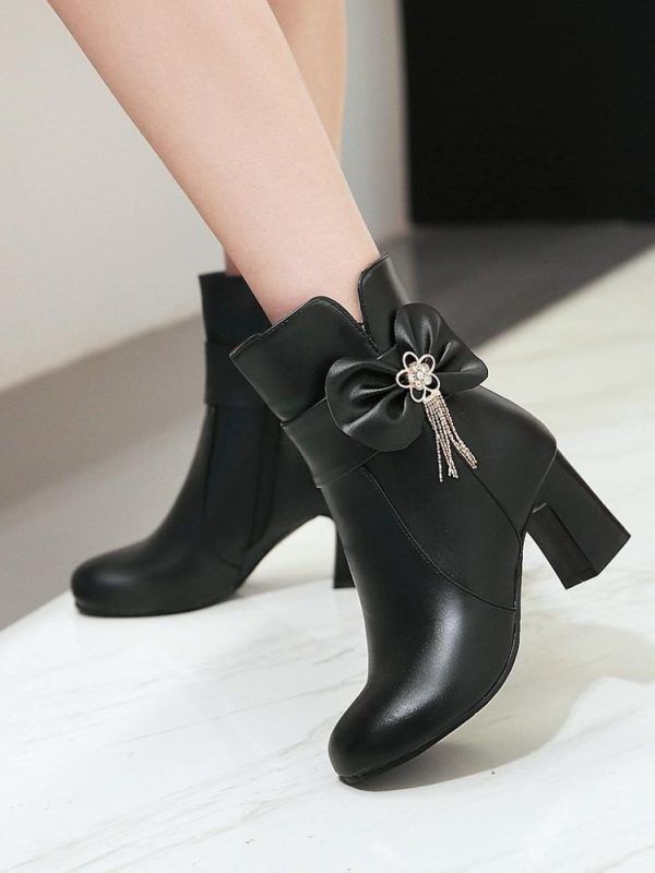 Round headtoe high heels zip boots - Women's Boots - Uniqistic.com