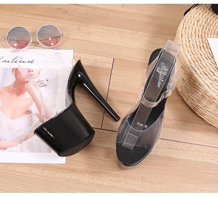 Clear Platforms Fish Mouth High Heels Sandals in Women's Pumps