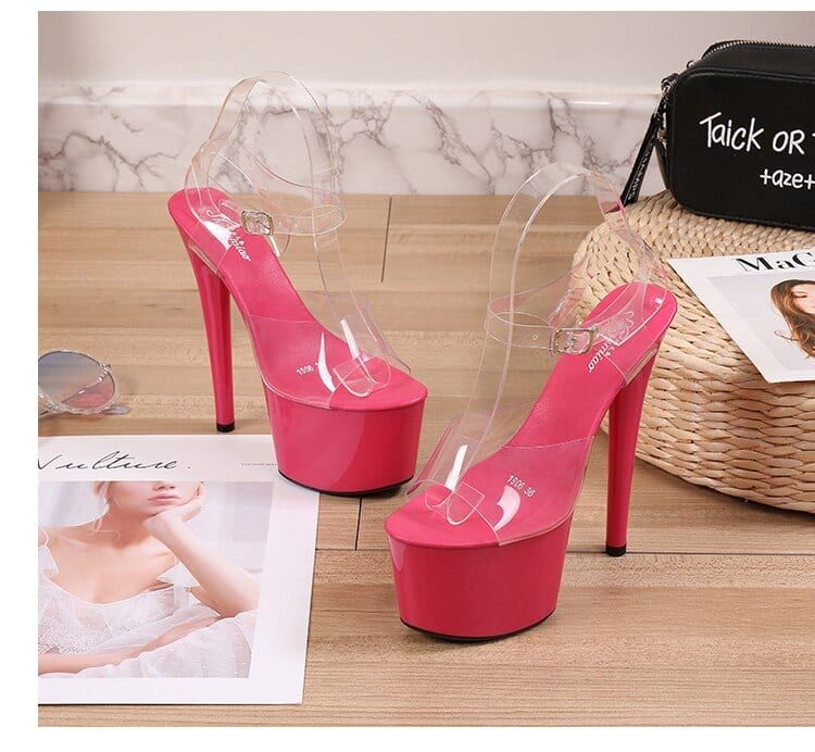 Clear Platforms Fish Mouth High Heels Sandals in Women's Pumps