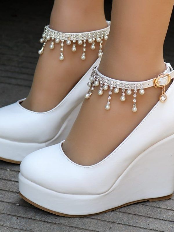 Ankle Strap Platform Wedge Shoes in Women's Pumps