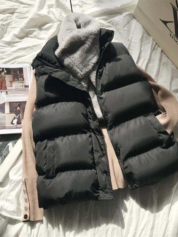 Winter Warm Cotton Padded Puffer Vests Sleeveless Parkas Jacket in Coats & Jackets