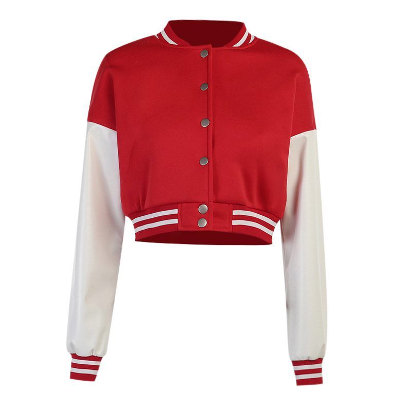 Single-Breasted Slim Pu Stitching Long Sleeve Baseball Jacket - Coats & Jackets - Uniqistic.com