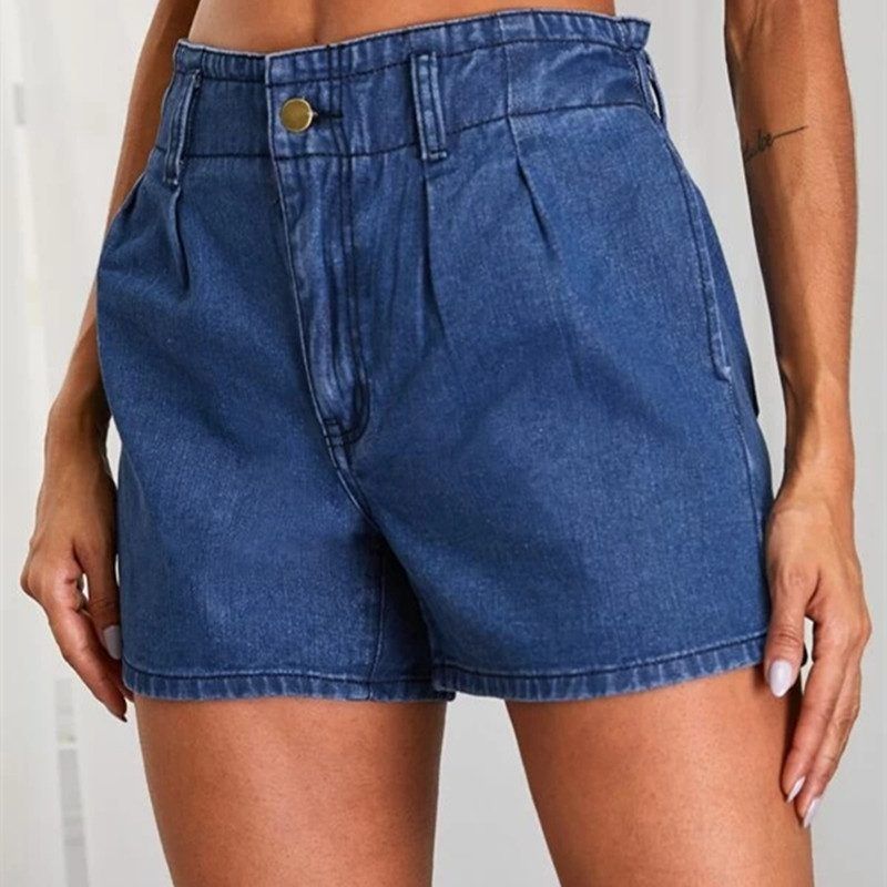 Elastic Waist Denim Shorts - Shorts - Uniqistic.com