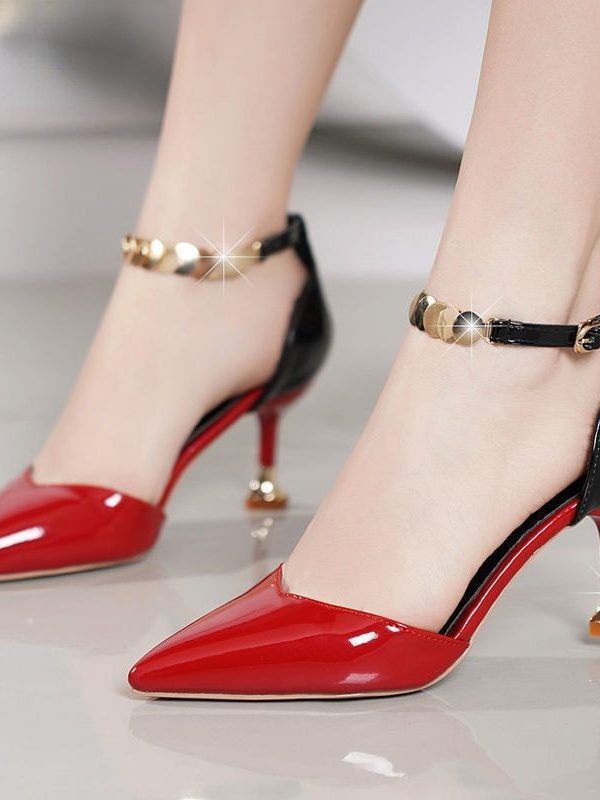 Sweet Pointed Toe Buckles Strap Stiletto Heels in Women's Pumps