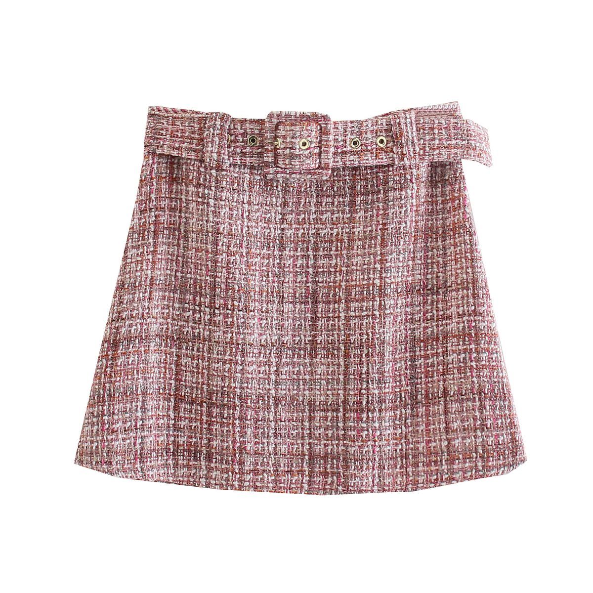 Texture Mini Skirt With Belt - Skirts - Uniqistic.com